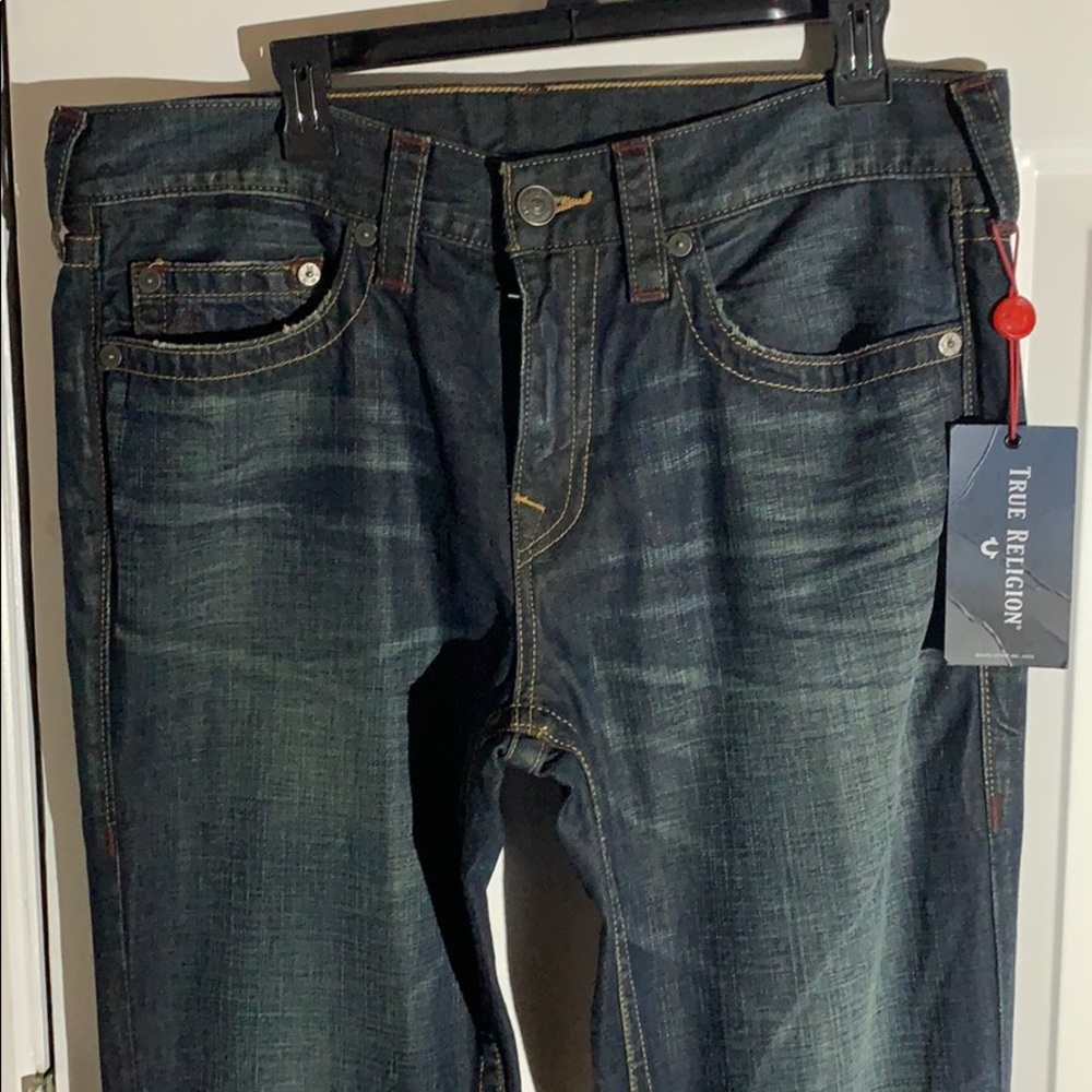 True Religion Geno Relaxed Dark Wash Zip Jeans - 34 x 34